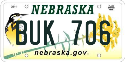 NE license plate BUK706