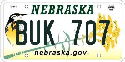NE license plate BUK707