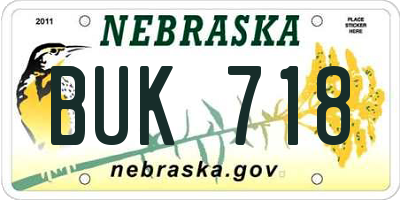 NE license plate BUK718