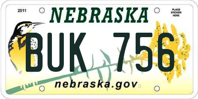 NE license plate BUK756