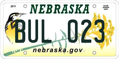 NE license plate BUL023