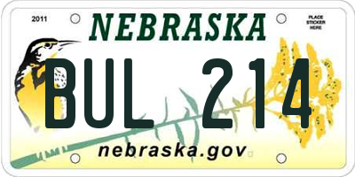 NE license plate BUL214