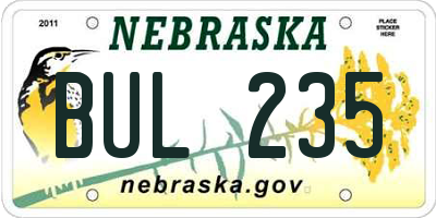 NE license plate BUL235