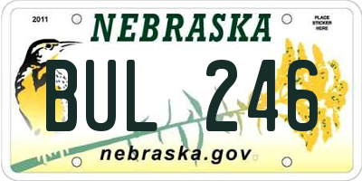 NE license plate BUL246