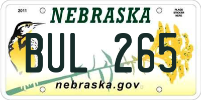 NE license plate BUL265