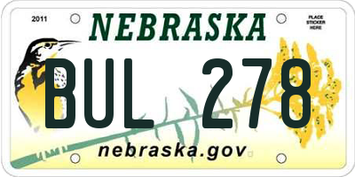 NE license plate BUL278