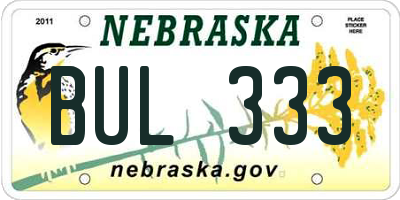 NE license plate BUL333
