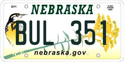 NE license plate BUL351