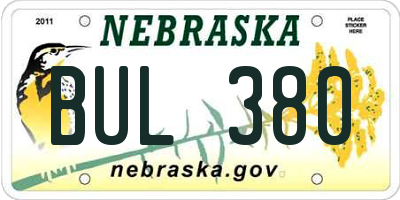 NE license plate BUL380