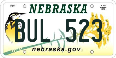 NE license plate BUL523