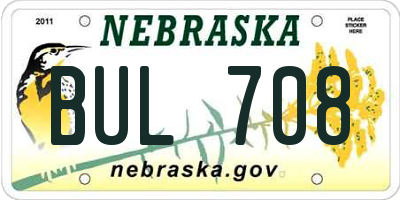NE license plate BUL708