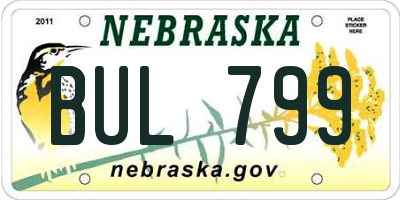 NE license plate BUL799