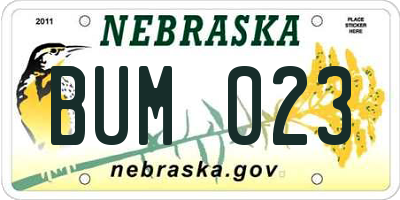 NE license plate BUM023