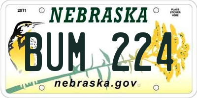 NE license plate BUM224