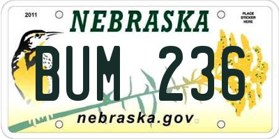NE license plate BUM236