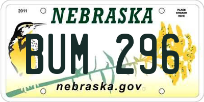 NE license plate BUM296