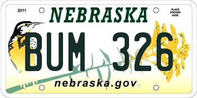 NE license plate BUM326