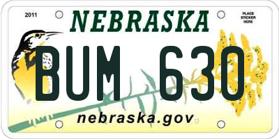 NE license plate BUM630