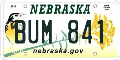 NE license plate BUM841
