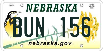 NE license plate BUN156
