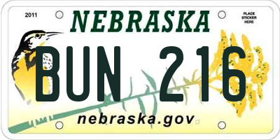 NE license plate BUN216