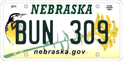 NE license plate BUN309