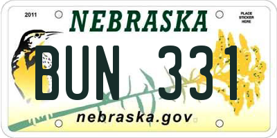 NE license plate BUN331