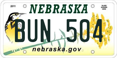 NE license plate BUN504