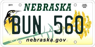 NE license plate BUN560