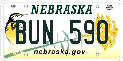 NE license plate BUN590