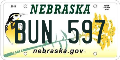 NE license plate BUN597