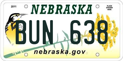 NE license plate BUN638