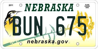 NE license plate BUN675