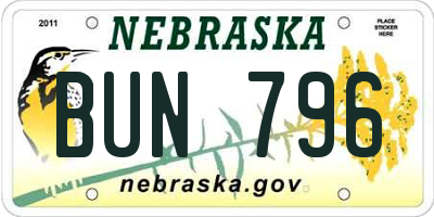 NE license plate BUN796