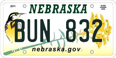NE license plate BUN832