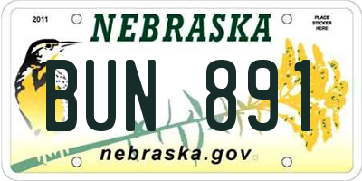 NE license plate BUN891