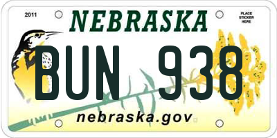 NE license plate BUN938