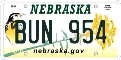 NE license plate BUN954