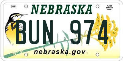 NE license plate BUN974