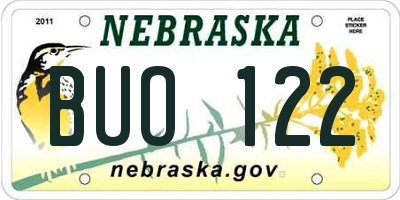 NE license plate BUO122