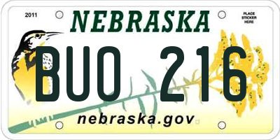 NE license plate BUO216