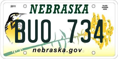 NE license plate BUO734