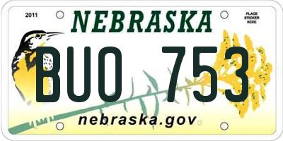 NE license plate BUO753