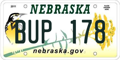 NE license plate BUP178