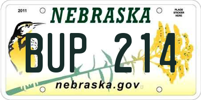 NE license plate BUP214