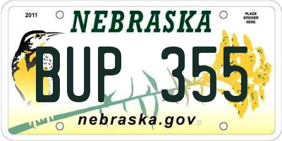 NE license plate BUP355