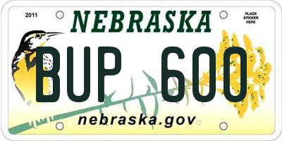 NE license plate BUP600