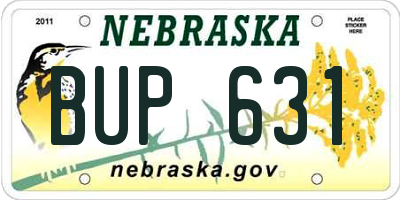 NE license plate BUP631
