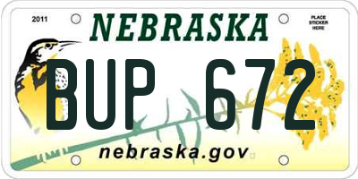 NE license plate BUP672
