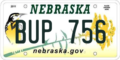 NE license plate BUP756
